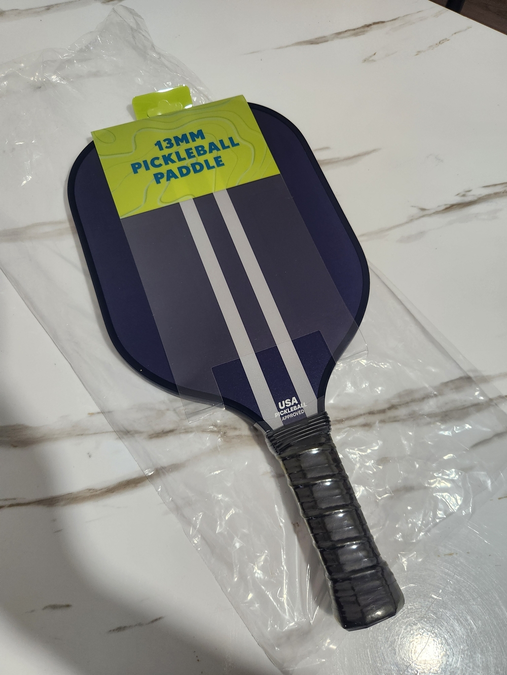 13MM Pickleball Paddle - Navy with Gray Stripes / Sky Blue